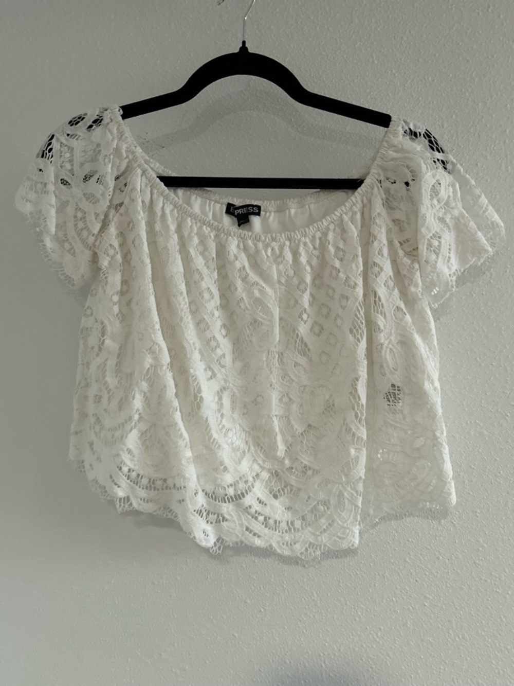 Express White Lace Off-Shoulder Blouse